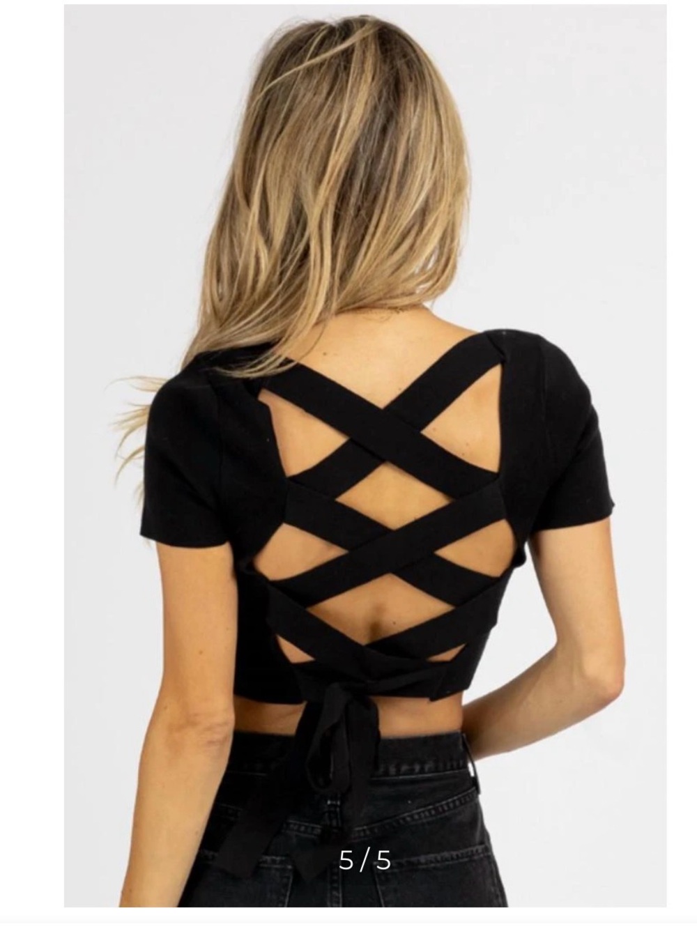 Le Lis Black Crisscross Tie-Back Crop Top